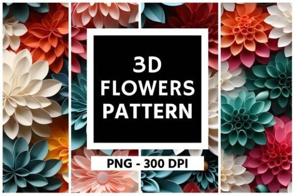 3D Flowers Pattern Background 02
