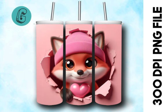 3D Fox Valentine Tumbler Wrap 24