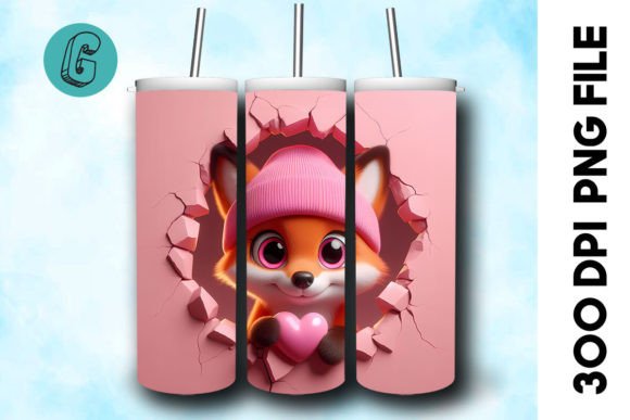 3D Fox Valentine Tumbler Wrap 27