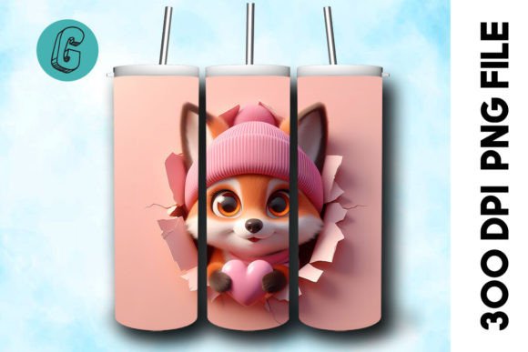 3D Fox Valentine Tumbler Wrap 30