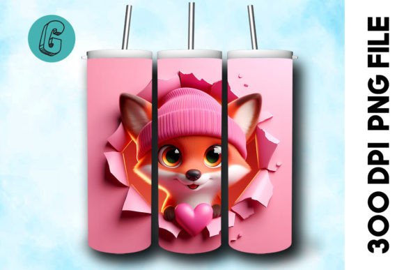 3D Fox Valentine Tumbler Wrap 37