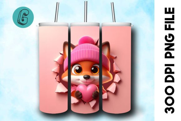 3D Fox Valentine Tumbler Wrap 39