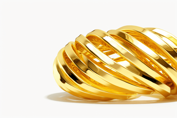 3d Golden Geometric Twisted Shape. 3d Re