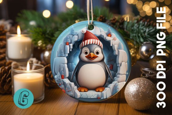 3D Penguin Break Through Ornament 19
