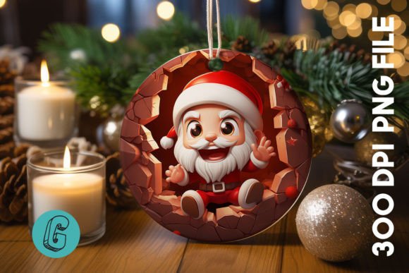 3D Santa Break Through Ornament 25