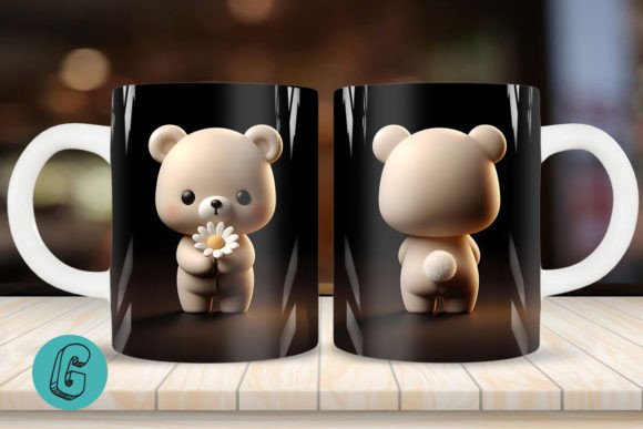 Cute Bear 2 Sided 3D Mug Wrap Set 07