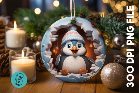 Elevating Digital Craftsmanship with the 3D Penguin Break Through Ornament 07