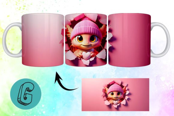 Unleash Your Creativity with the Valentine Dragon 3D Mug Wrap 87 Digital Download