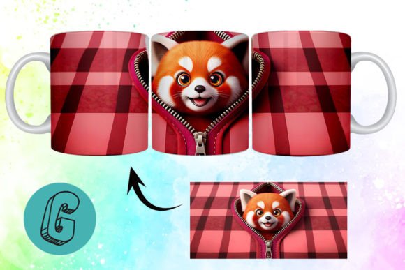 Valentine Red Panda 3D Mug Wrap 09